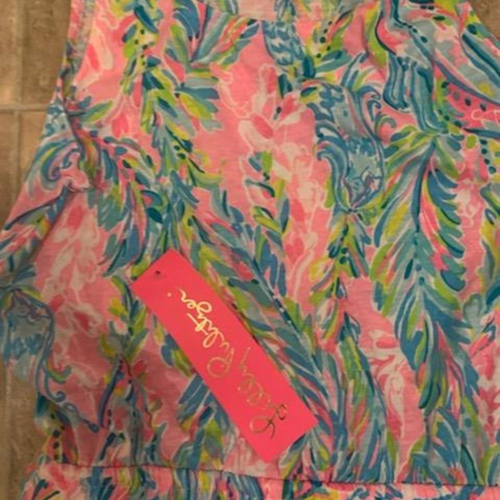 Lilly Pulitzer NWT sundari romper girls size L 8-10 Multi Unicorn of the Sea